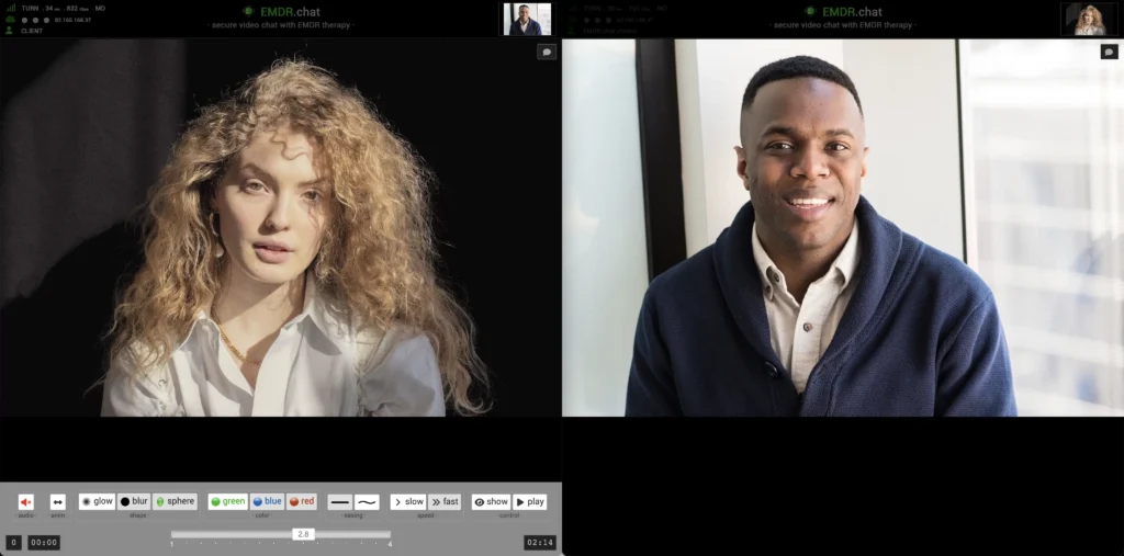 emdr_example_1 Host & client window. Host with EMDR-controls.